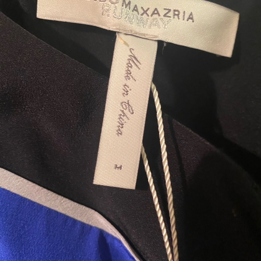 BCBG MaxAzria Runway Voletta dress blue/white/black pleated halter dress. Size M - Picture 5 of 8